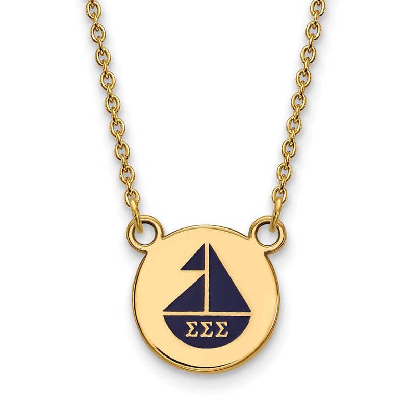 14k Plated Silver Sigma Sigma Sigma Small Enamel Necklace